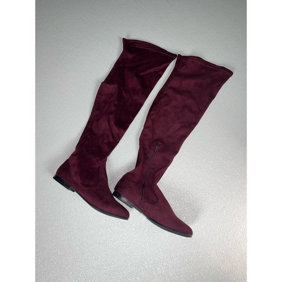 Celia Wine Unique Tall Suede Stretch Knee Boot Size 6 Brand New. - Picture 3 of 8